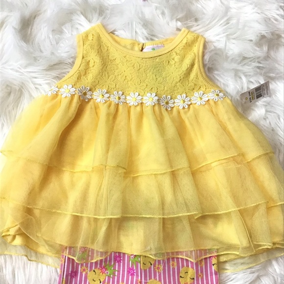 Duck Duck Goose 2Pc Baby Girl Yellow Tunic & Shorts Set Outfit Size 24 Months - Picture 4 of 9